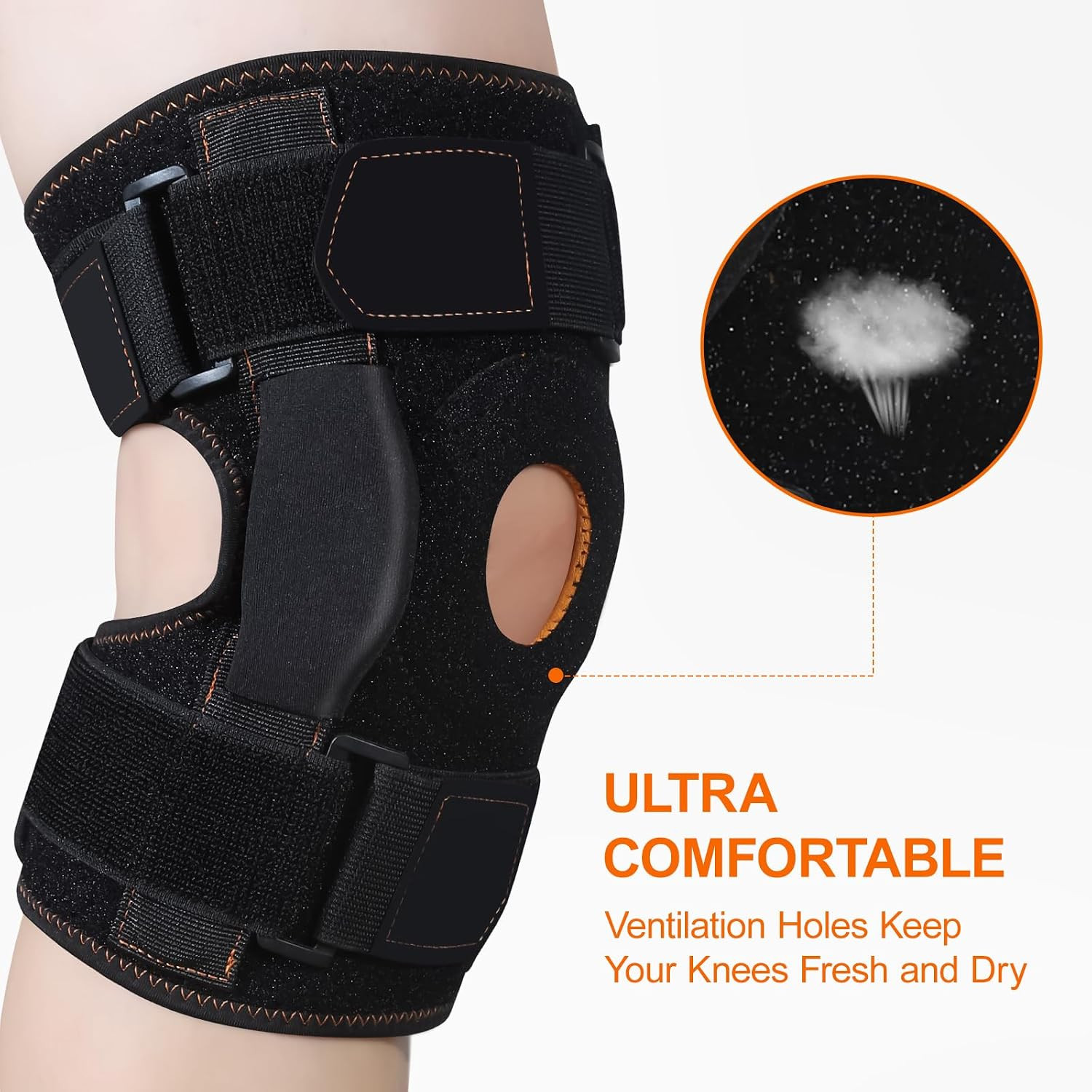 Hinged Knee Brace with Side Stabilizers for Men Women, Metal Hinge Knee Support