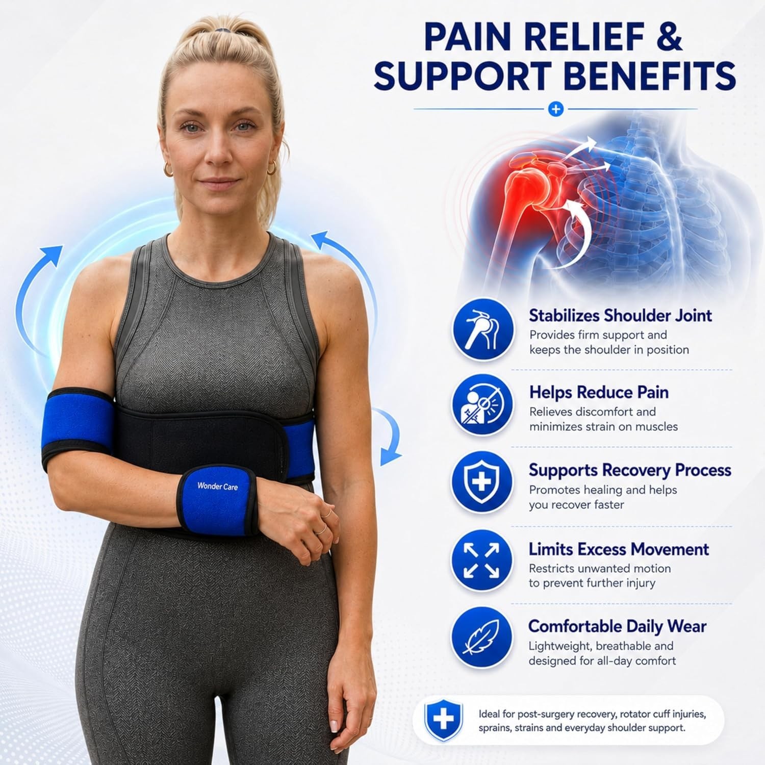 Shoulder Immobilizer Arm Sling Elastic Brace for Clavicle Collar Bone Disloca…