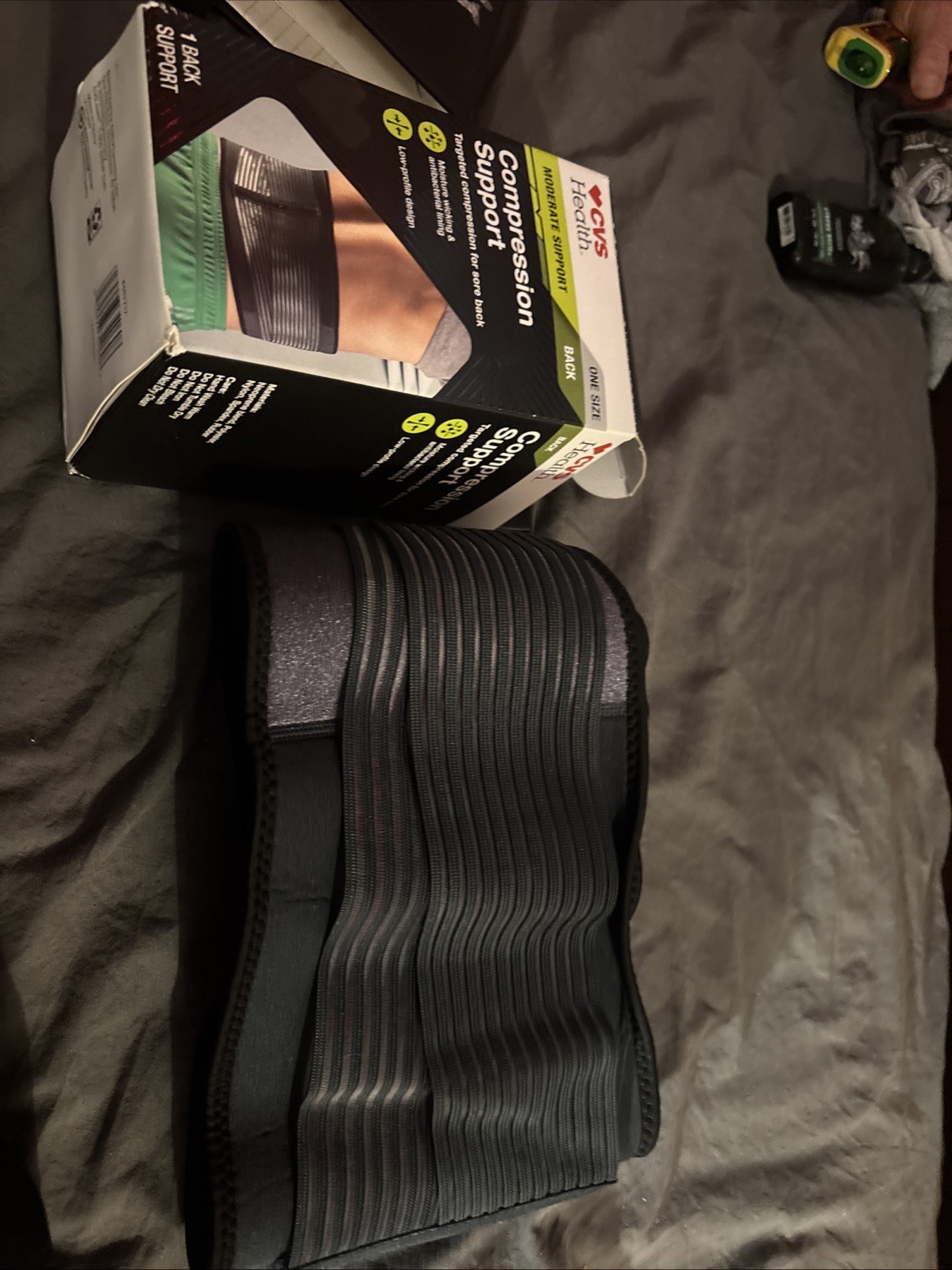 CVS Health Moderate Back Compression Support Brace Low-Profile, One Size Black