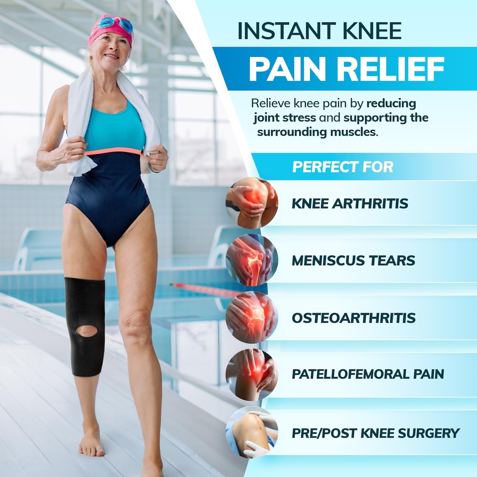 Open Patella/Open Back Neoprene Knee Sleeve | Water-Resistant Athletic Compre…