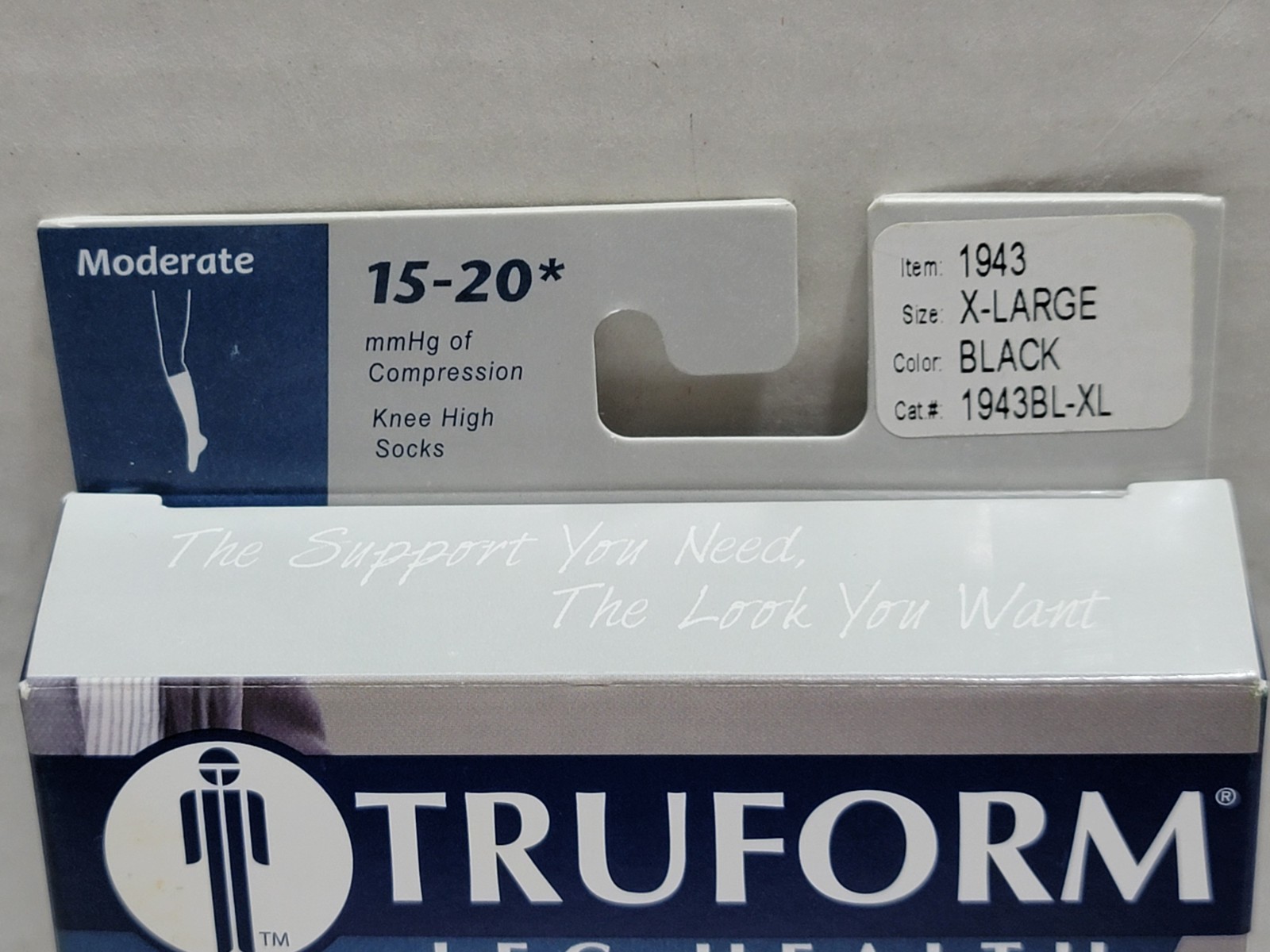 TRUFORM COMPRESSION MEN’S DRESS SOCKS 15-20 mmHg BLACK X-LARGE 1943BL-XL
