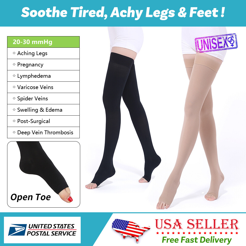 20-30 mmHg Men Women Compression Stockings Nurse Varicose Veins Travel Flight