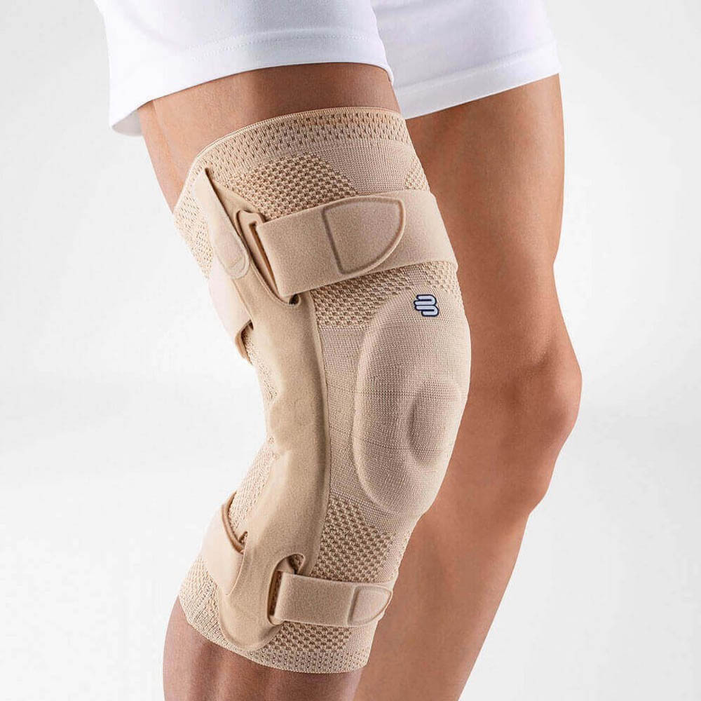 Bauerfeind Genutrain S Beige Right Knee Pad with Latera Stabilizing Slats
