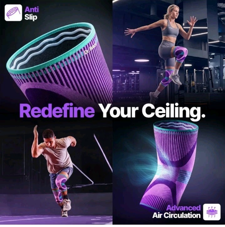 DR. BRACE Elite Compression Knee Sleeves for Women & Men, (2-Pack) Large