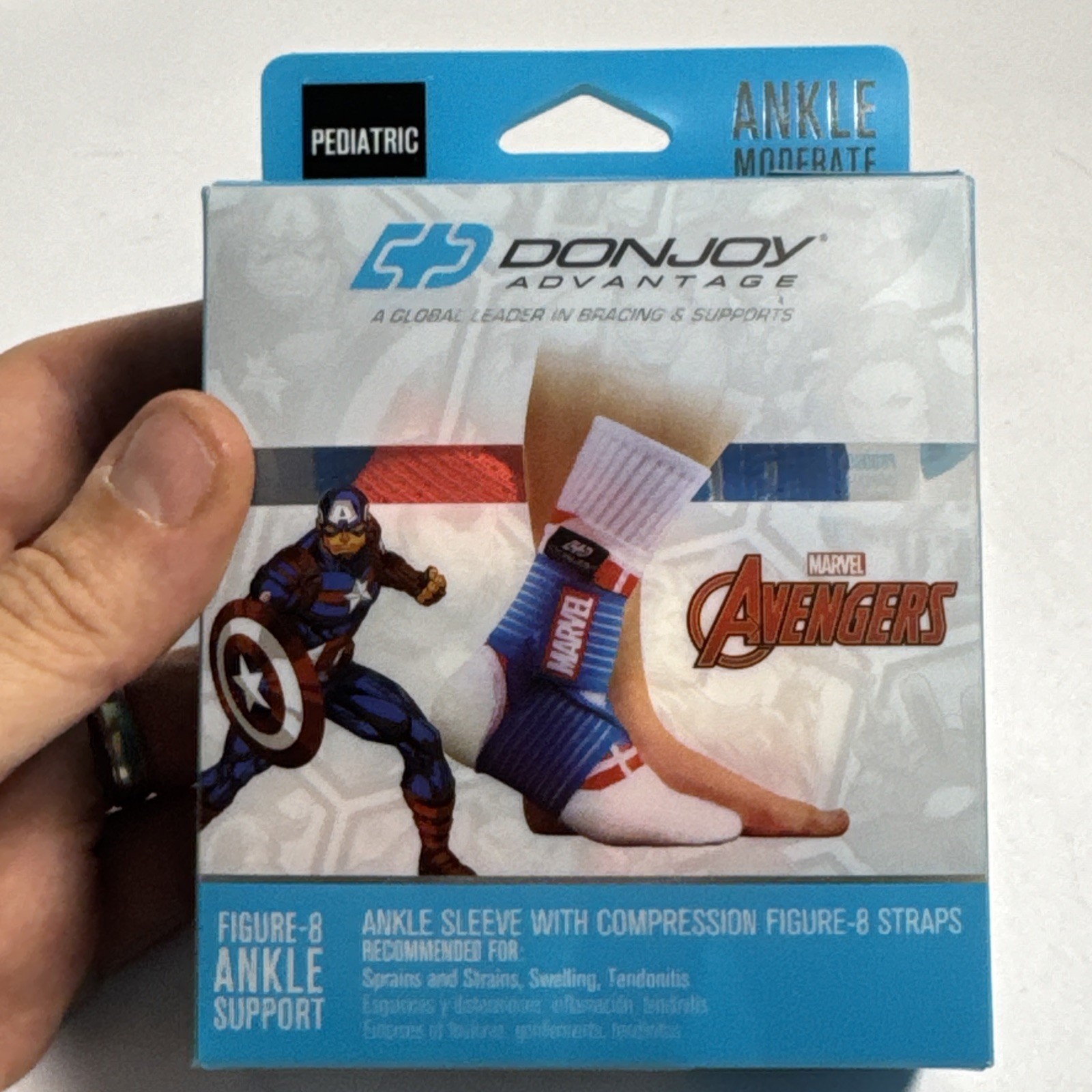 DonJoy Advantage Ankle-Sleeve w Compression Figure-8 Strap Pediatric Marvel