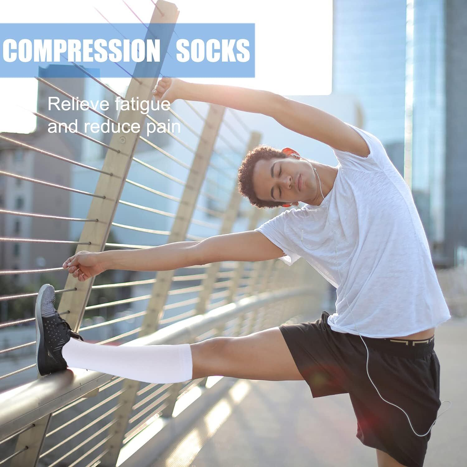 Compression Socks 20-30 mmHg Knee High Over Calf Length Circulating Dress Socks