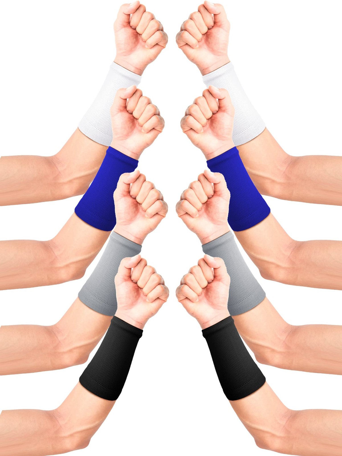 4 Pairs Compression Wrist Support Brace for Men and Women – Breathable Thin B…