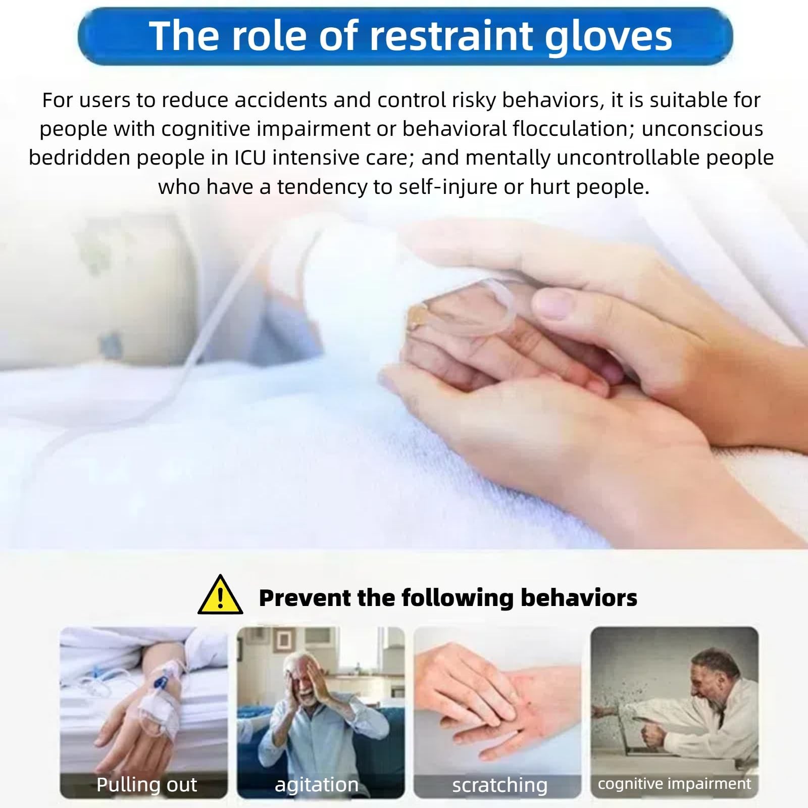2PCS Comfort Restraint Gloves – Double Security Mitts for Elderly Hand Safety