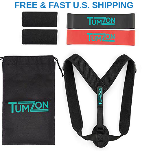 POSTURE CORRECTOR-Neck Back Pain Relief Alignment Comfortable W/2 EXERCISE BANDS