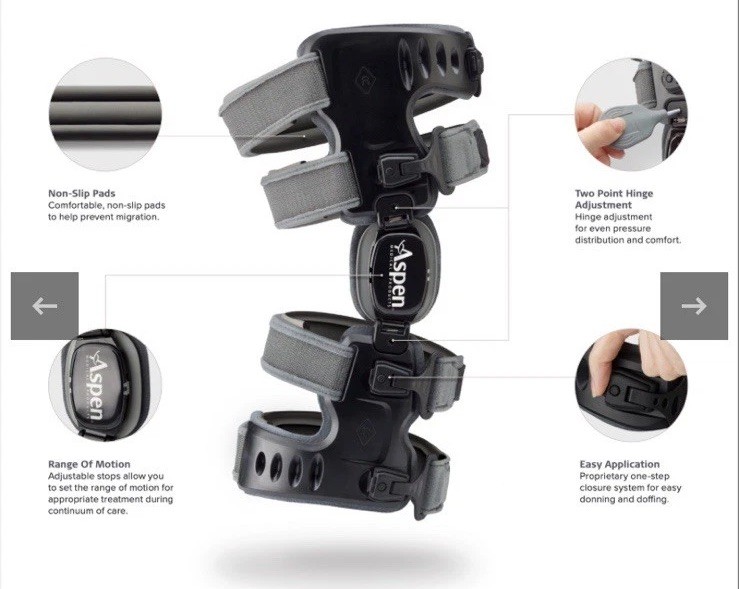 New Aspen OA Knee+ 651012 Universal Unloader Osteoarthritis Knee Brace Right Leg