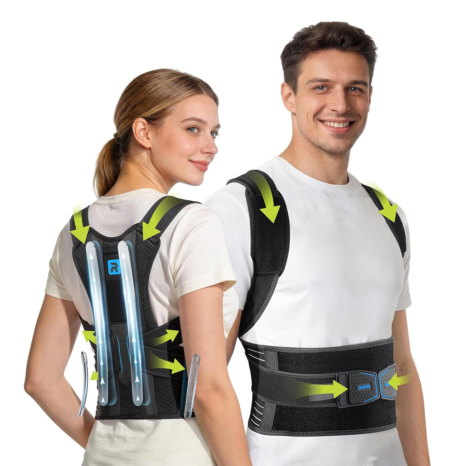 Posture Corrector for Women Men, 4 Back Support Brace Bars, Adjustable Shoulder