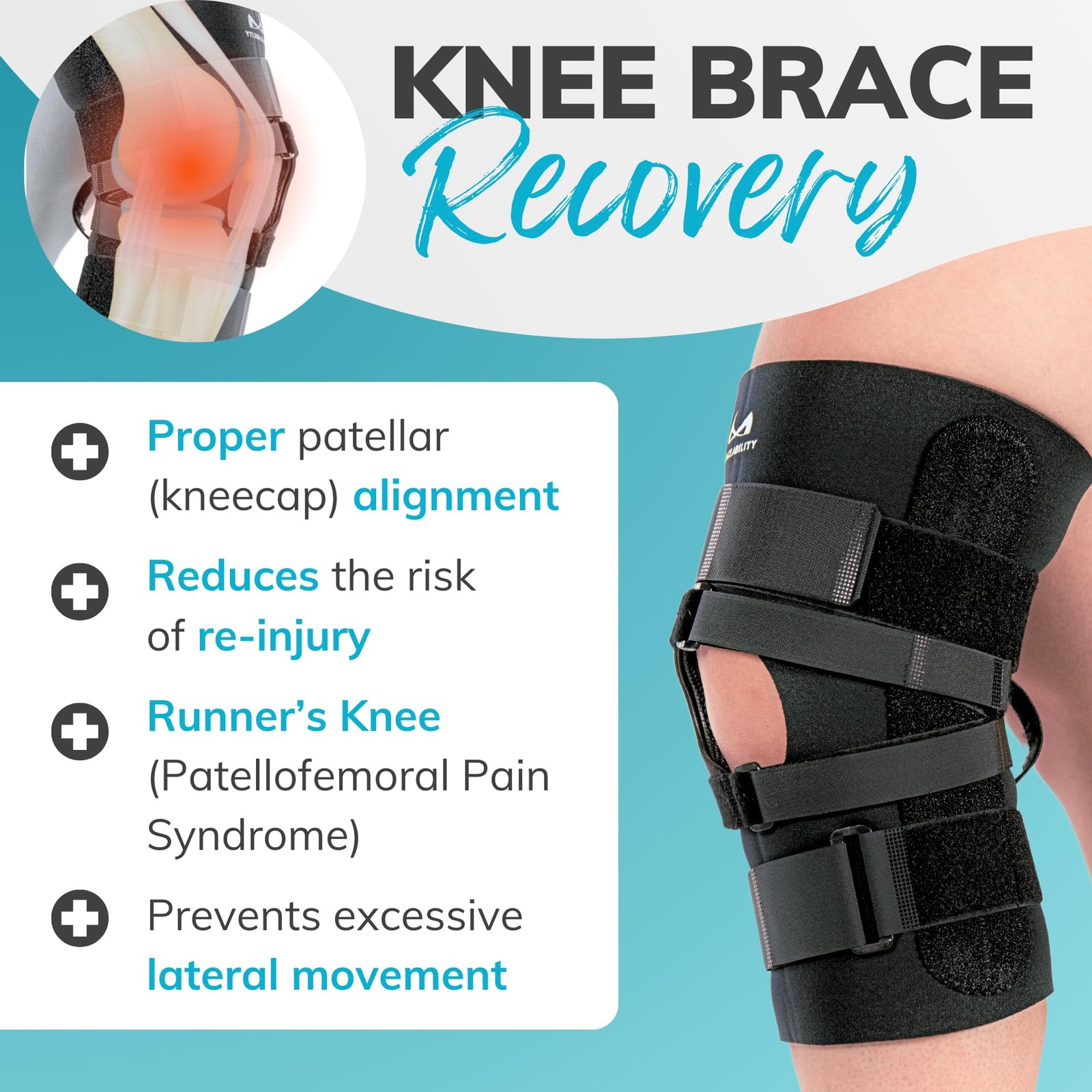J Patella Knee Brace – Lateral Patellar Stabilizer with Medial and J-Lat Supp…