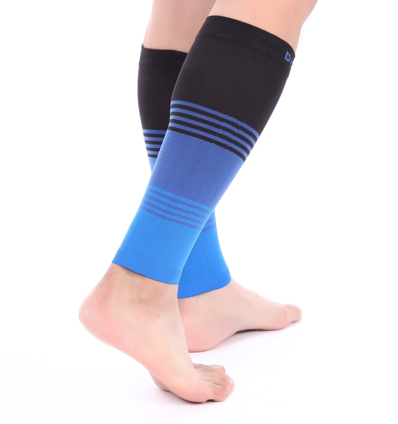 Doc Miller Calf Compression Sleeve 1 Pair 20-30mmHg Varicose Veins BLK/BLUE/BLUE