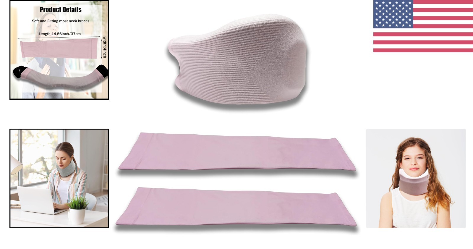 Cervical Collar Dust Cover Sleeve 2 Pcs Soft Comfortable Pink for Women