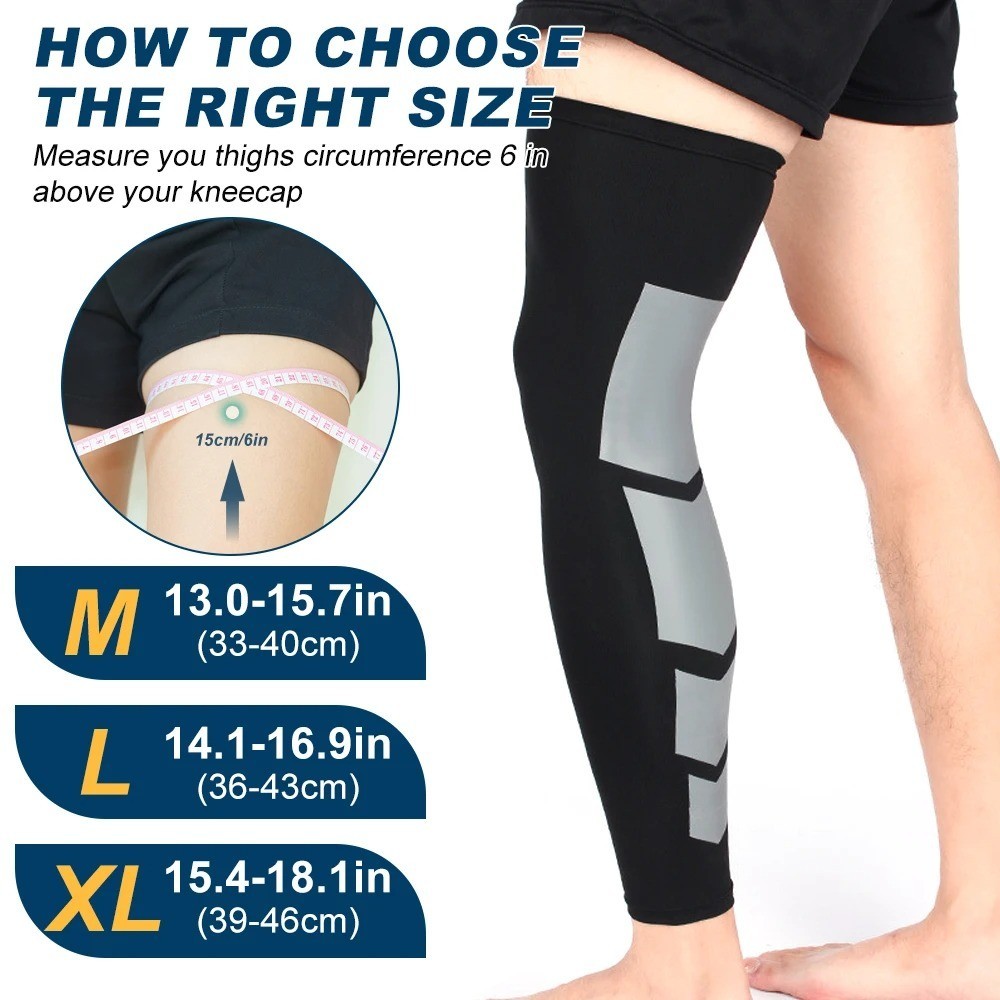 Long Full Leg Compression Brace Knee Support Basketball Football Cycling