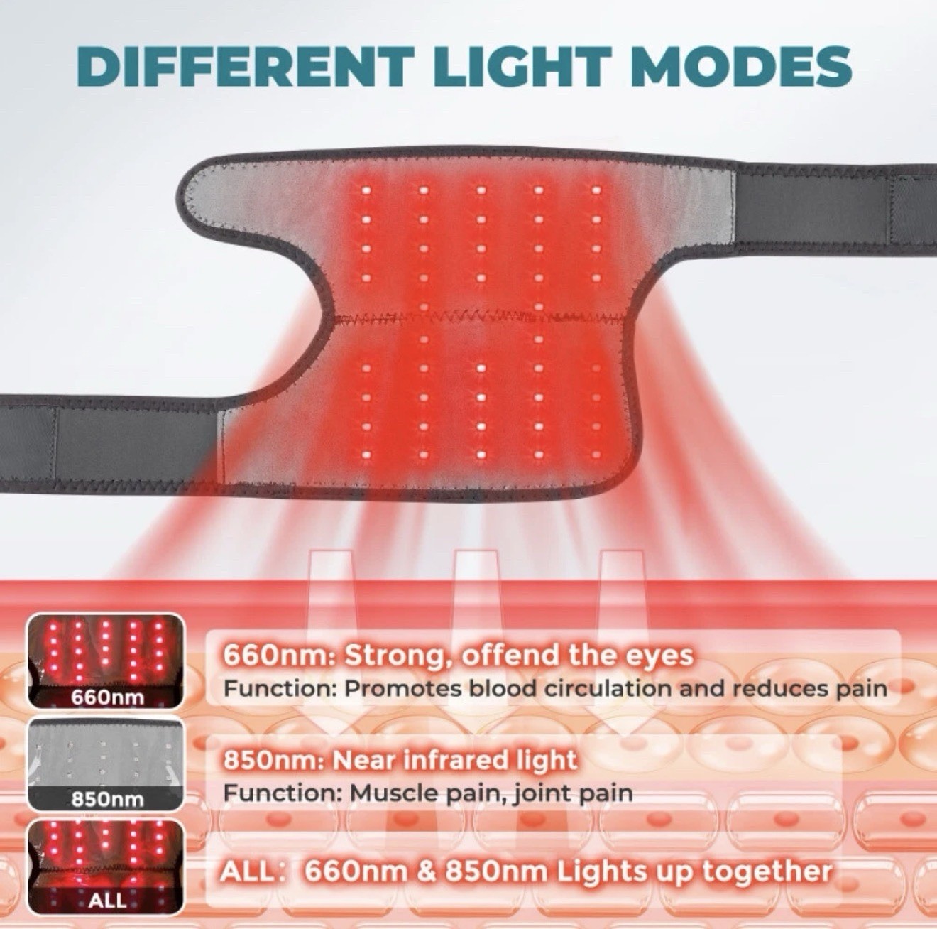 3-in-1 Cordless Knee Heat W/ Red & Near Infrared Light Therapy Shoulder Elbow