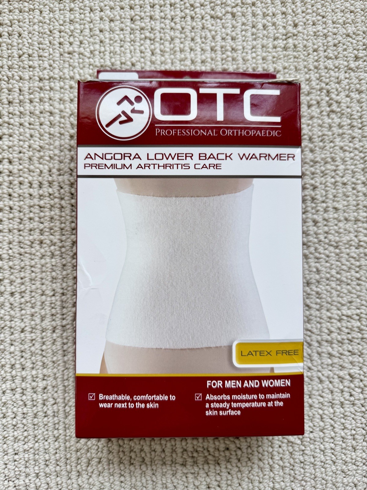 OTC Back Waist Warmer Angora Arthritis Relief, White, Small