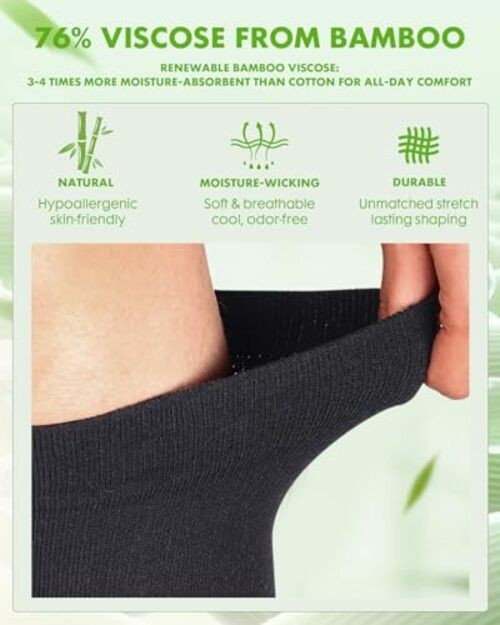 Bamboo Wide Calf Compression Socks for Women Men – 2 Pair 3X-Large Moon & Star