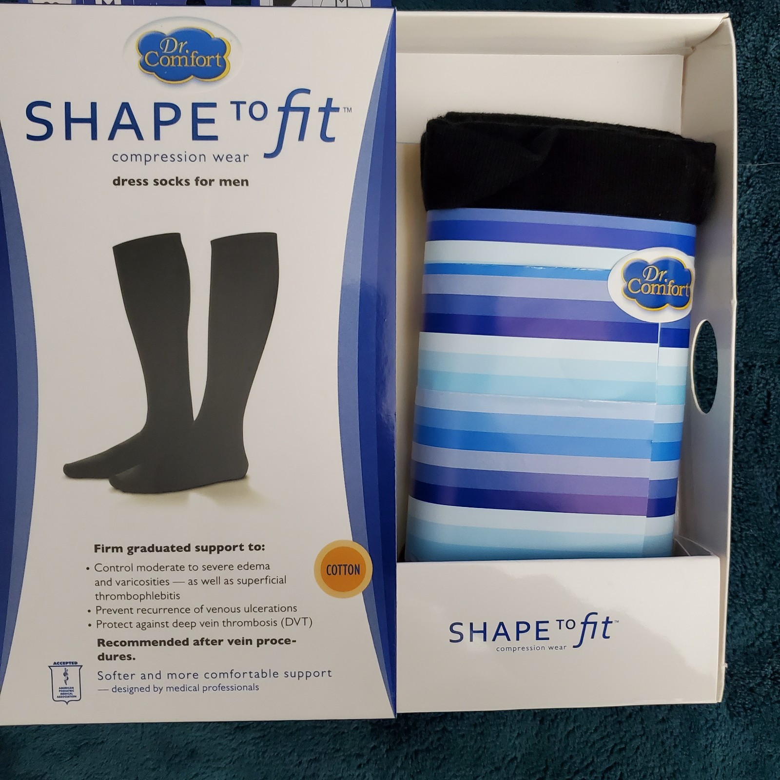 Dr. Comfort Shape To Fit Dress Compression Socks For Men 20-60 mmHg Black M