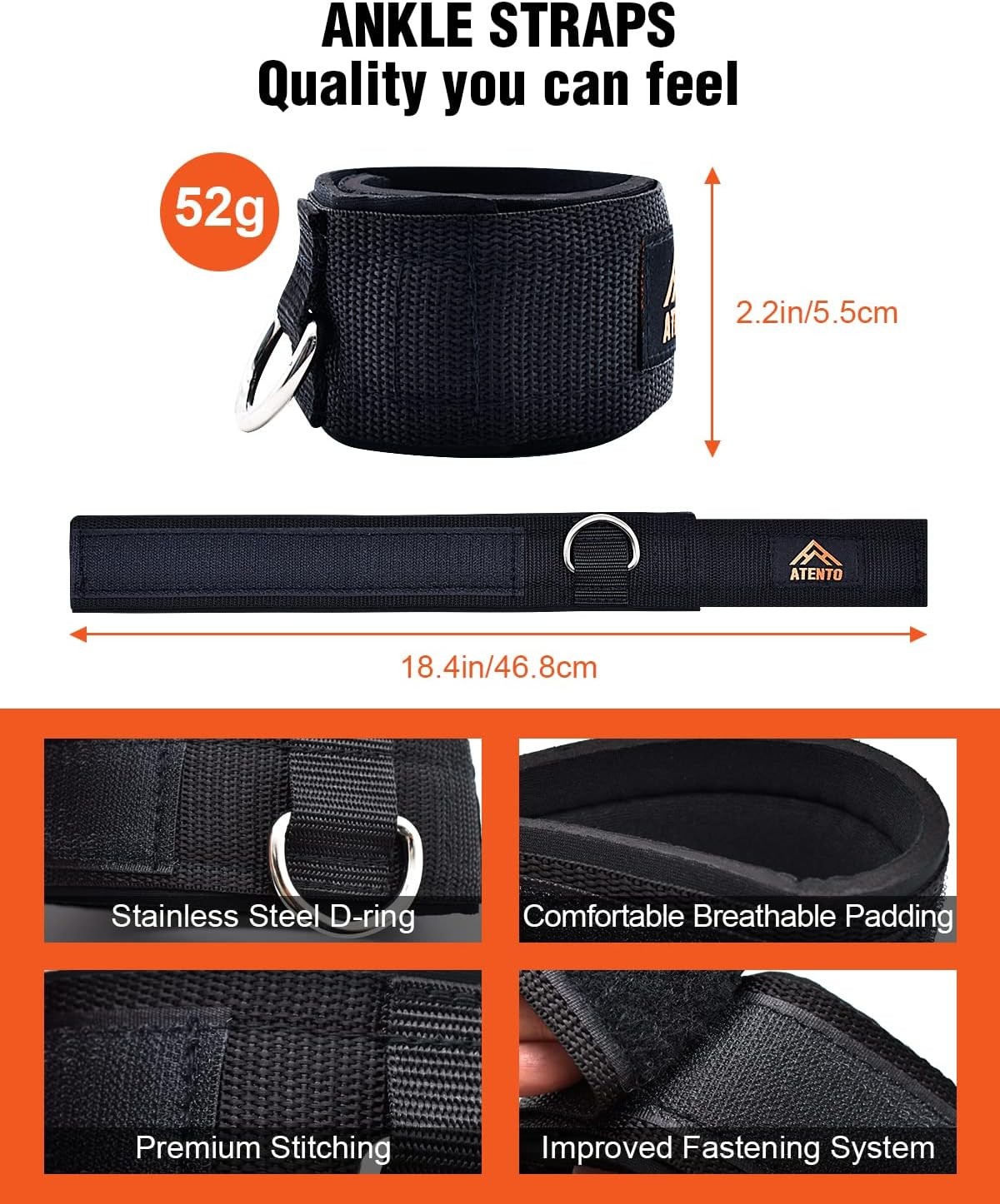 2 Pairs Ankle Strap Cable Machine Comfortable Padded Ankle Wrist Cuffs Kickbacks
