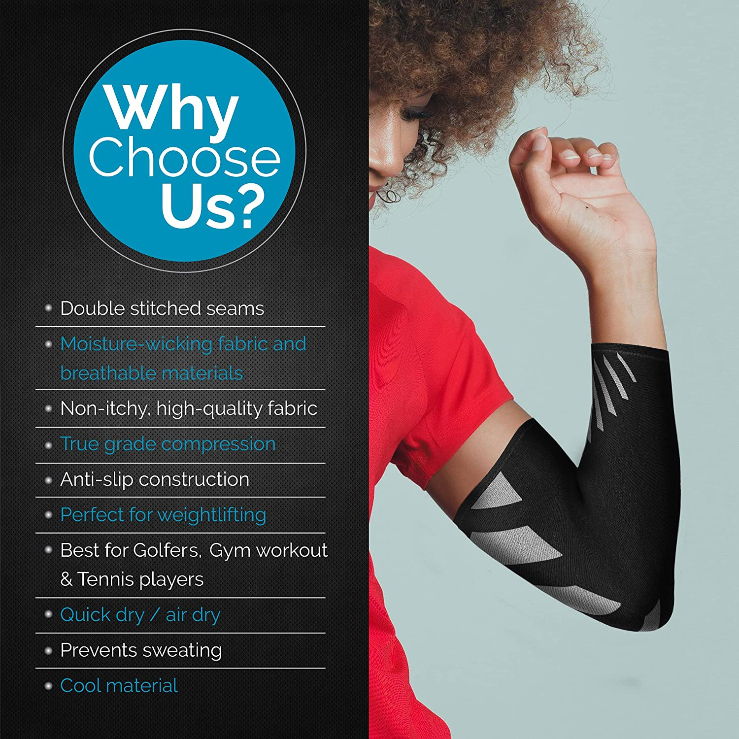 Physix Gear Workout Elbow Sleeves – Elbow Sleeves Compression for Weightlifting,