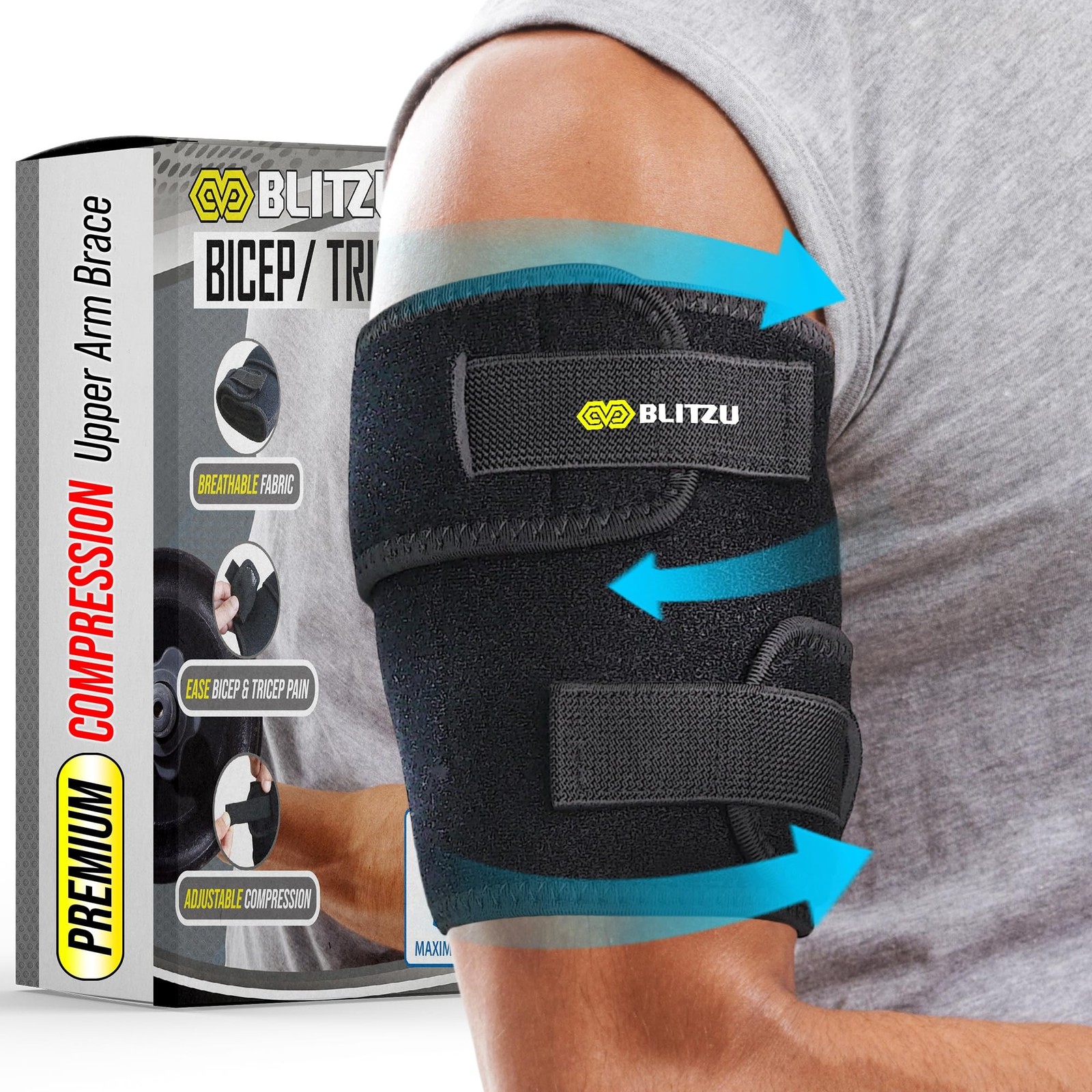 Bicep Tendonitis Brace, Upper Arm Wrap, Tricep Compression Sleeve Support Ban…
