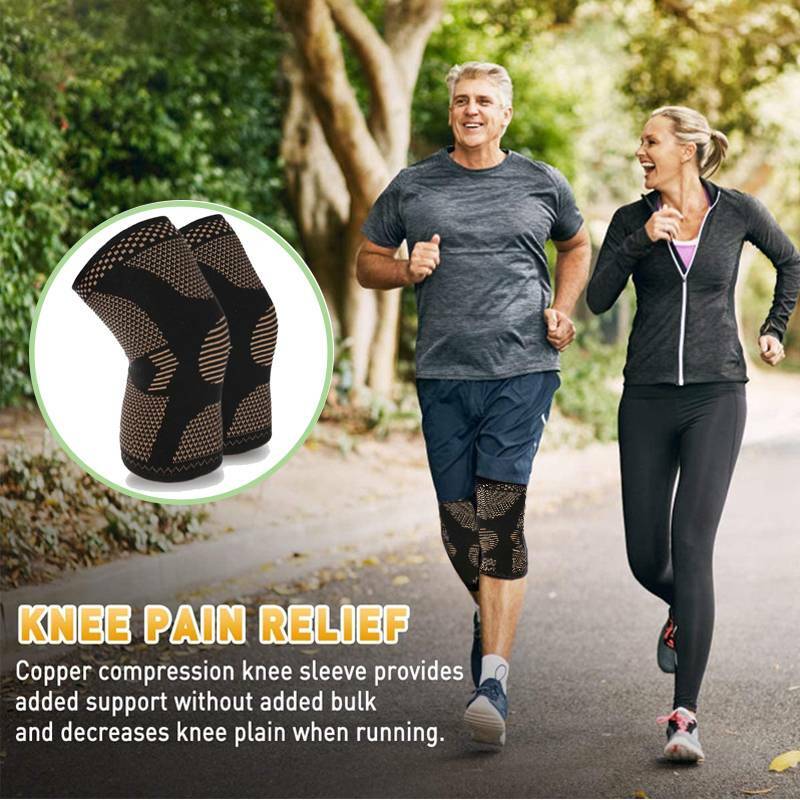 Copper Infused Knee Support Compression Sleeve Brace Sport Joint Pain Arthritis