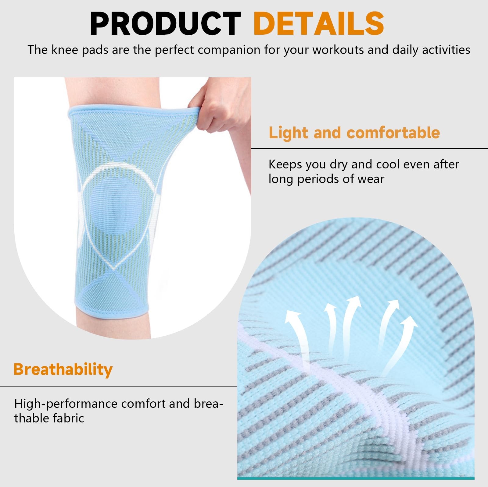 NuCamper Knee Brace for Men & Women, 2 Pack Compression Small, Blue