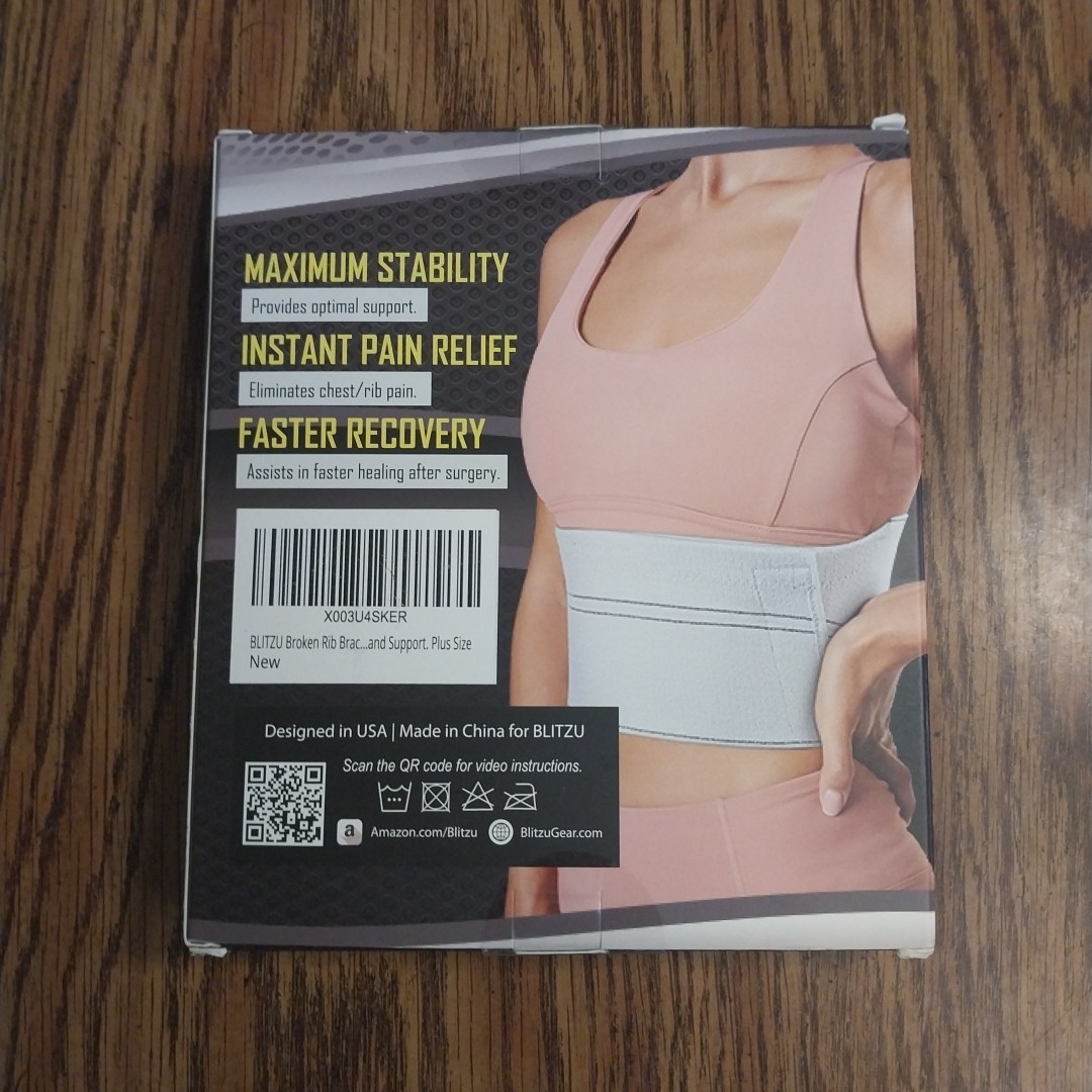 Blitzu Performance Rib Compression Brace 2 Panels 6” High Plus Size New