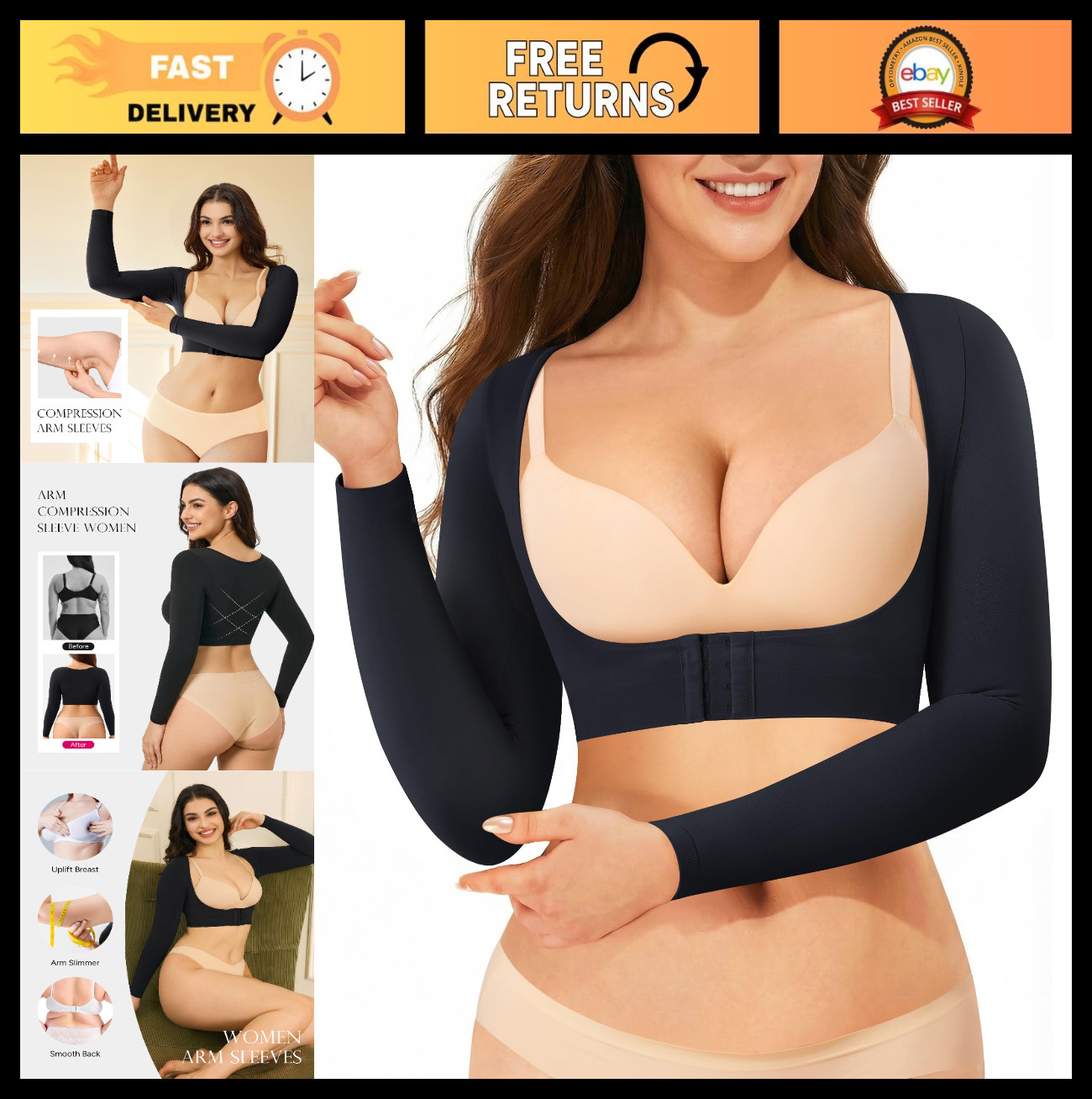 Slimming Arm Compression Sleeve for Women – Upper Arm Shaper, Support & Tone
