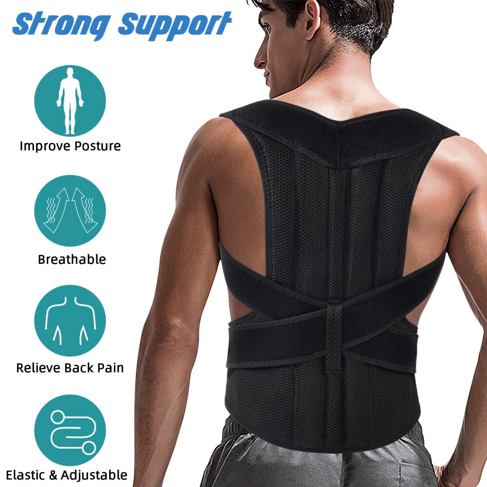 Unisex Back Posture Corrector Standing Sitting Shoulder Waist Spine Support Belt