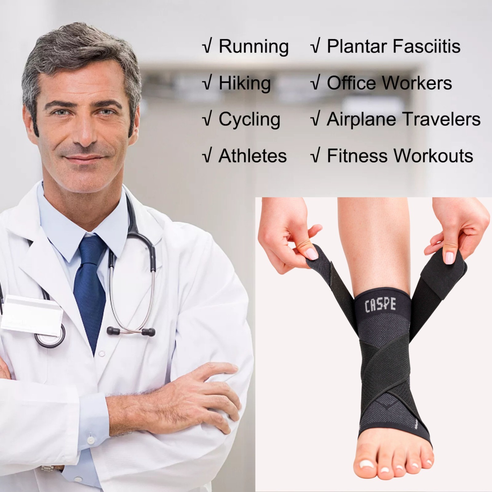 Ankle Brace Compression Support Sleeve Swelling Achilles Tendon Joint Pain Wrap