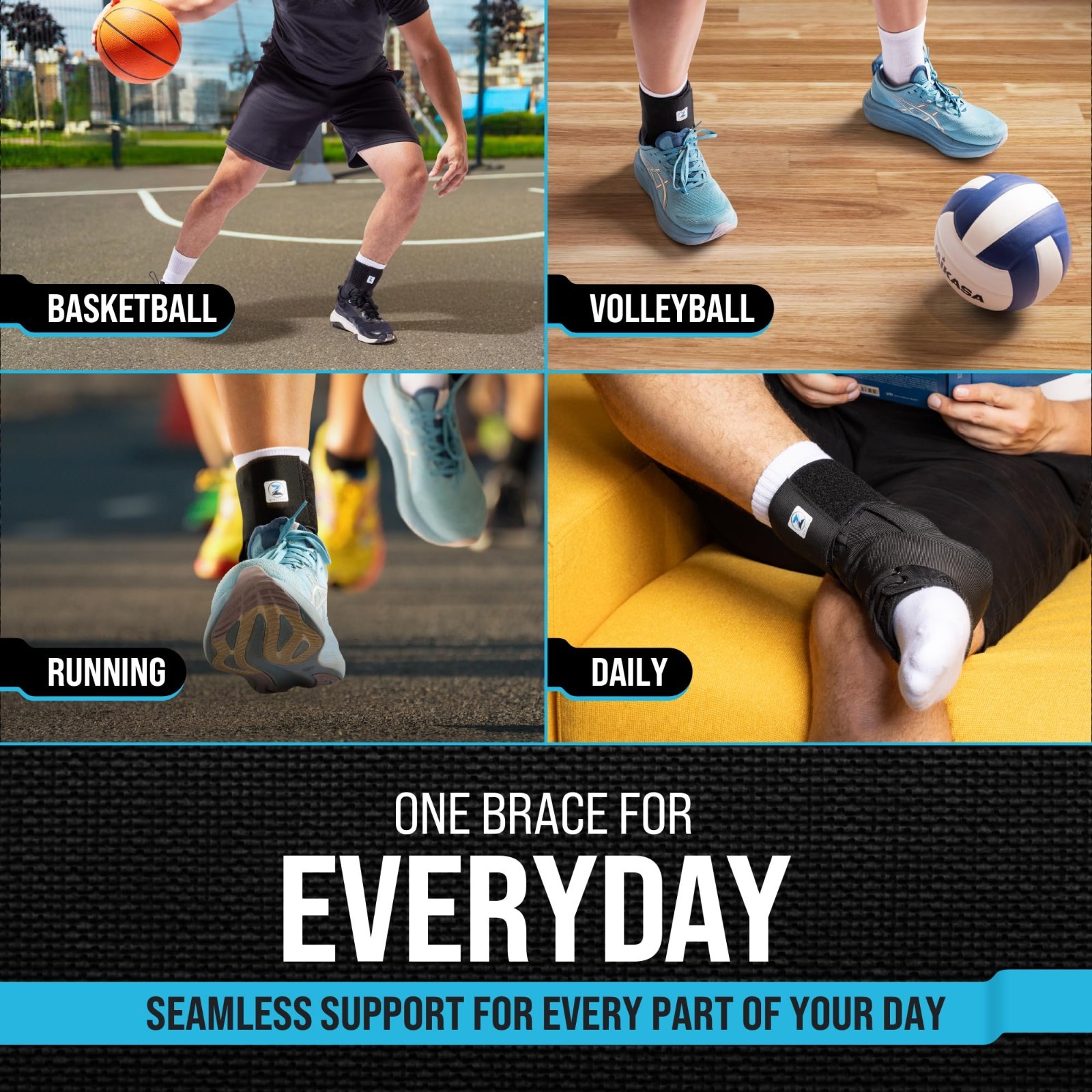 Adjustable Ankle Brace for Sprains & Tendonitis Relief – Lace Up Support, Stabil
