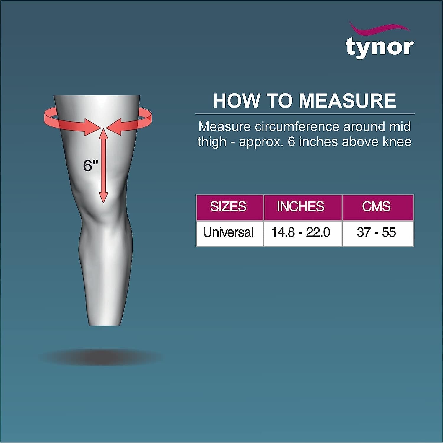 TYNOR R.O.M. Knee Brace 18″/46cm, Black, Universal Size, 1 Unit I Free Shipping