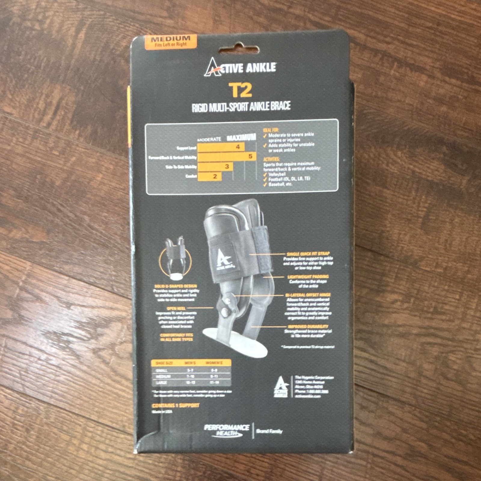 Active Ankle T2 Rigid Multi-Sport Ankle Brace Support, White, Medium
