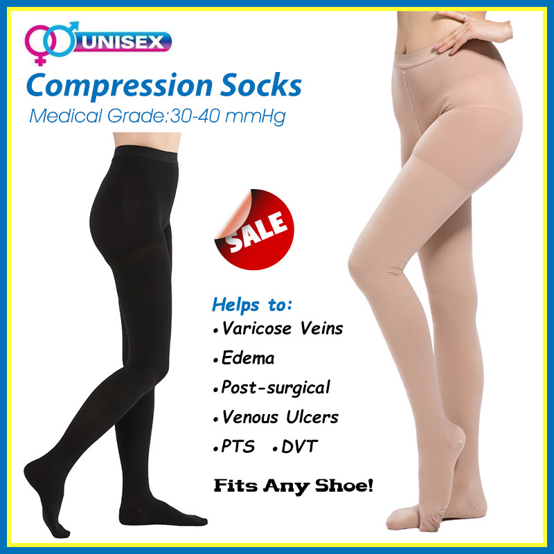 30-40mmHg Compression Pantyhose for Leg Relief Pain Swelling Fatigue Edema Socks
