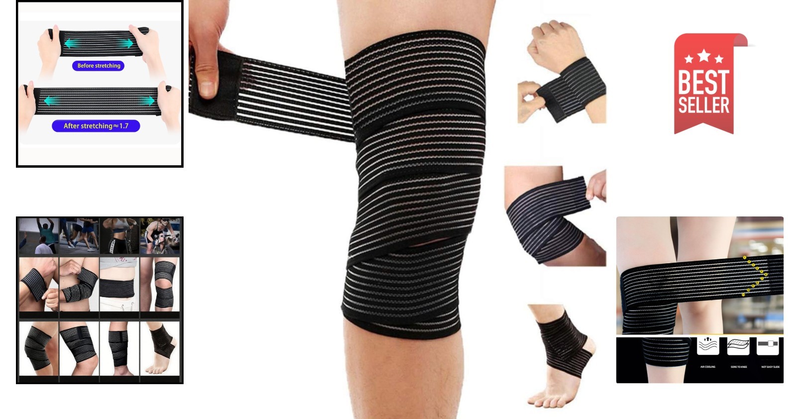 Elastic Breathable Ankle Extra Long Knee Wrap Compression Bandage