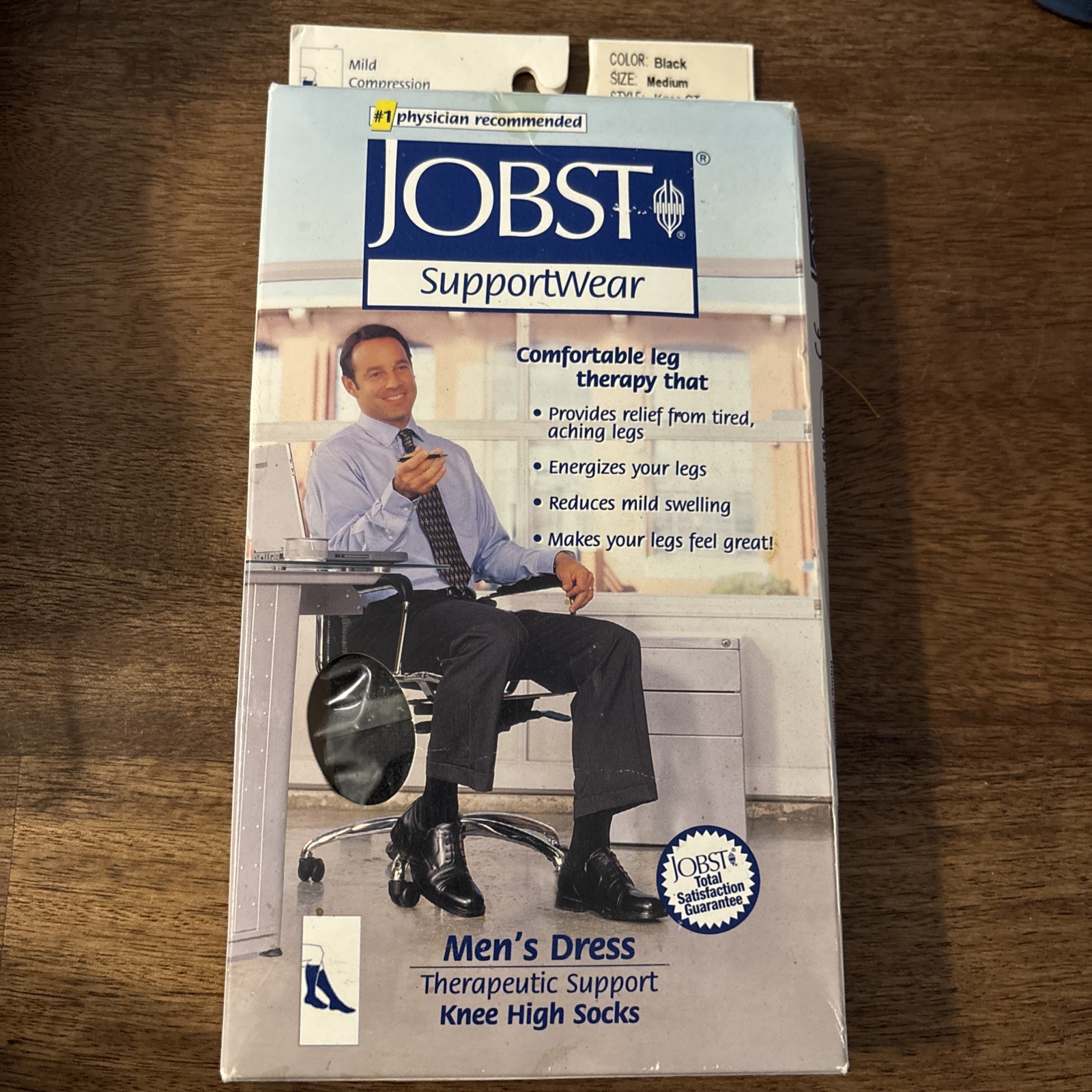 Jobst Mild Compression Knee High Sock Closed Toe 8-15 mmHg Medium Black Men’s