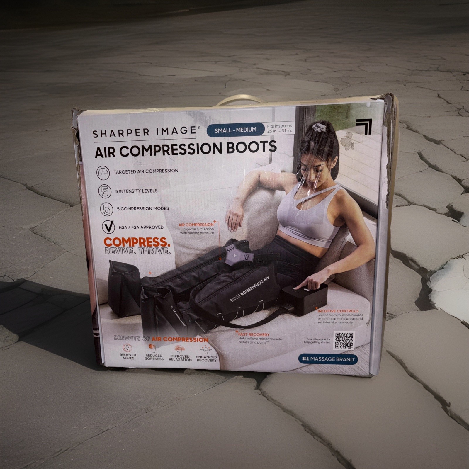 SHARPER IMAGE Air Compression Boots Small-Medium Muscle Massager. Black Open Box
