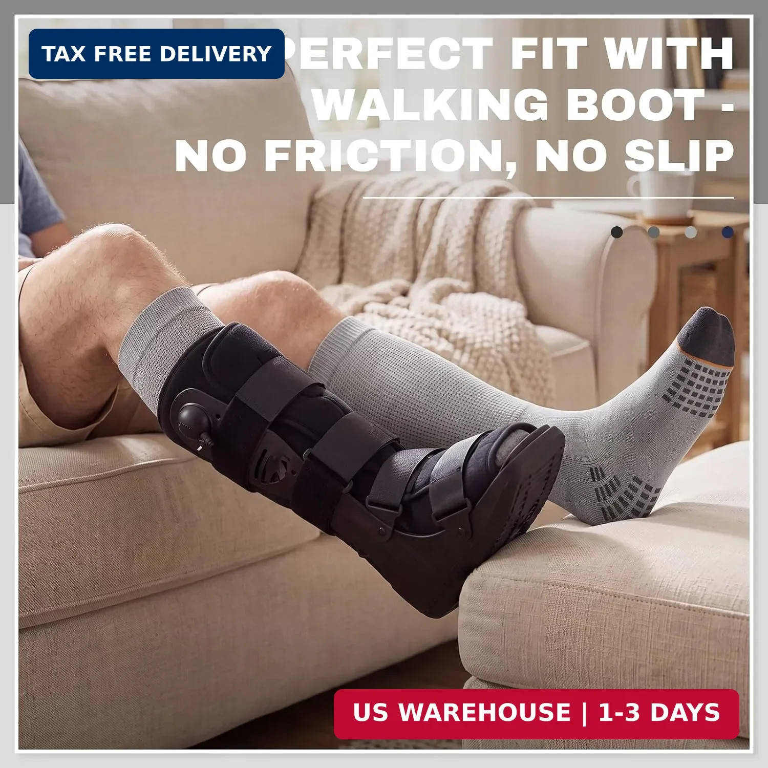 4 Pairs Walking Boot Socks Replacement Sock Liner for Orthopedic Walker Brace, T