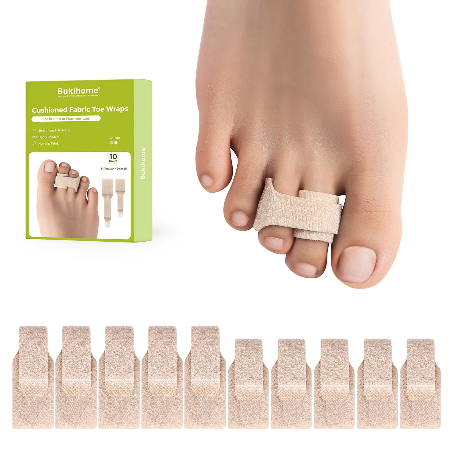 Hammertoe Corrector – 10 Pack Toe Straighteners – Broken Toe Wraps – Realign …