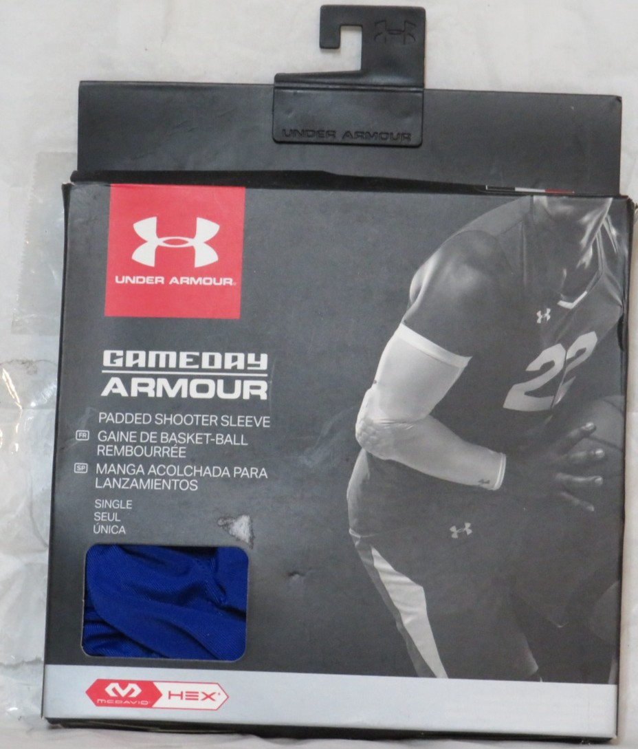 UNDER ARMOUR MCDAVID HEX GAMEDAY BLUE ADULT L PADDED ELBOW SLEEVE BASKETBALL NIB