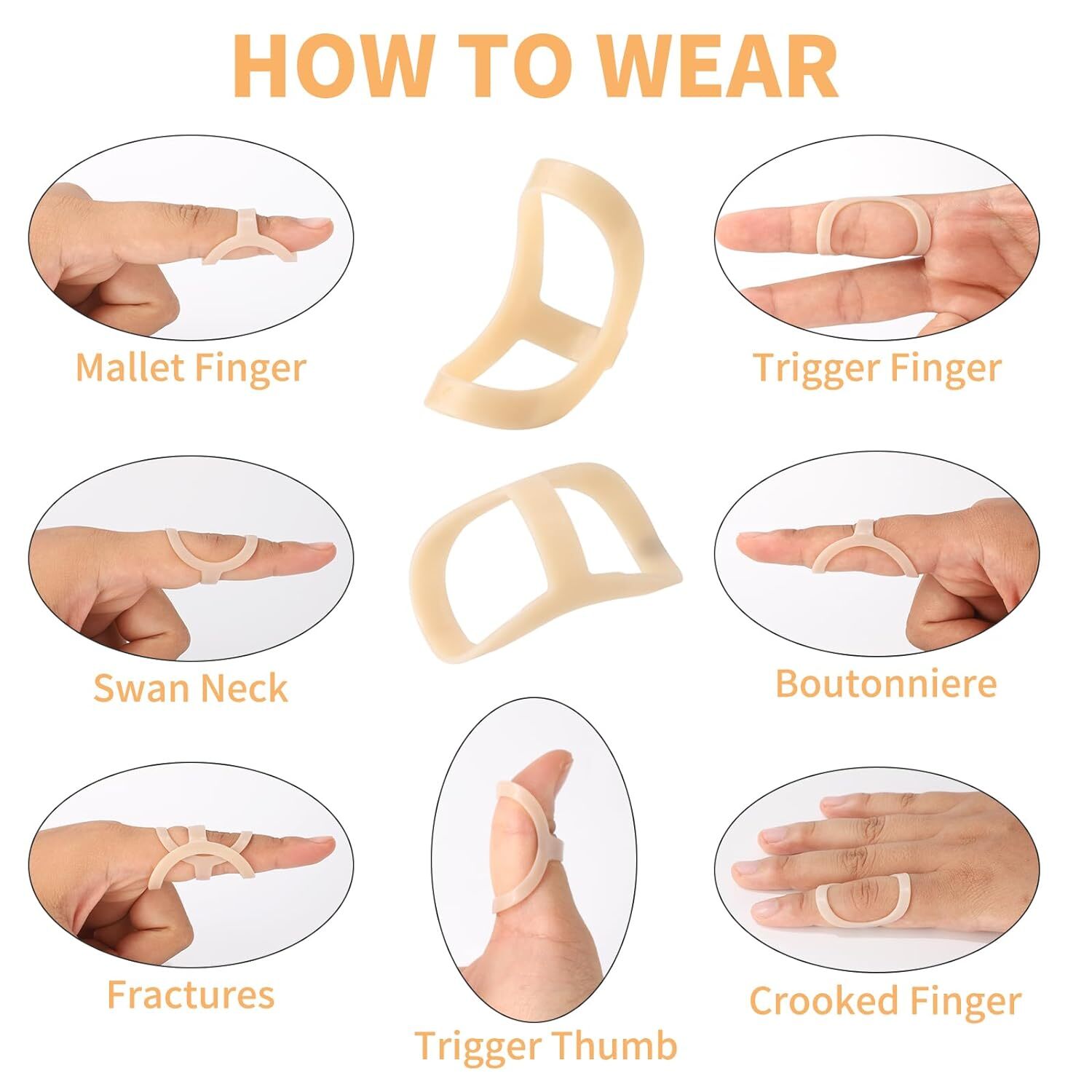 Oval Finger Splints, 5PCS Oval Trigger Finger Splint for Size 3, 4, 5, 6, 7