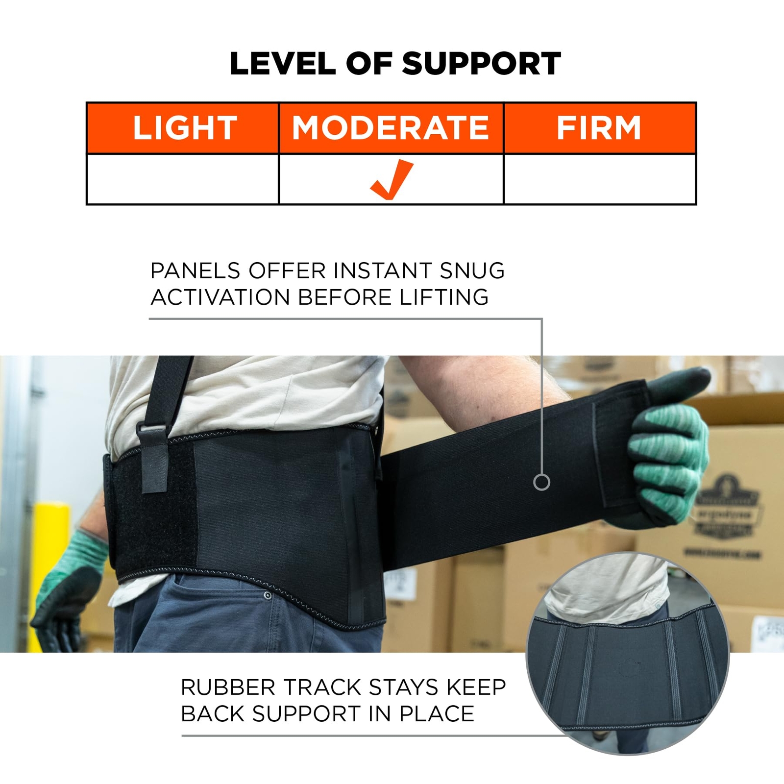 ProFlex Back Support Brace 9 Inch Extended High Cut Front Large Black