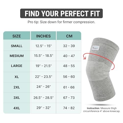 Onecompress Bamboo Compression Knee Sleeve for Women &en, Knees Support M Gray