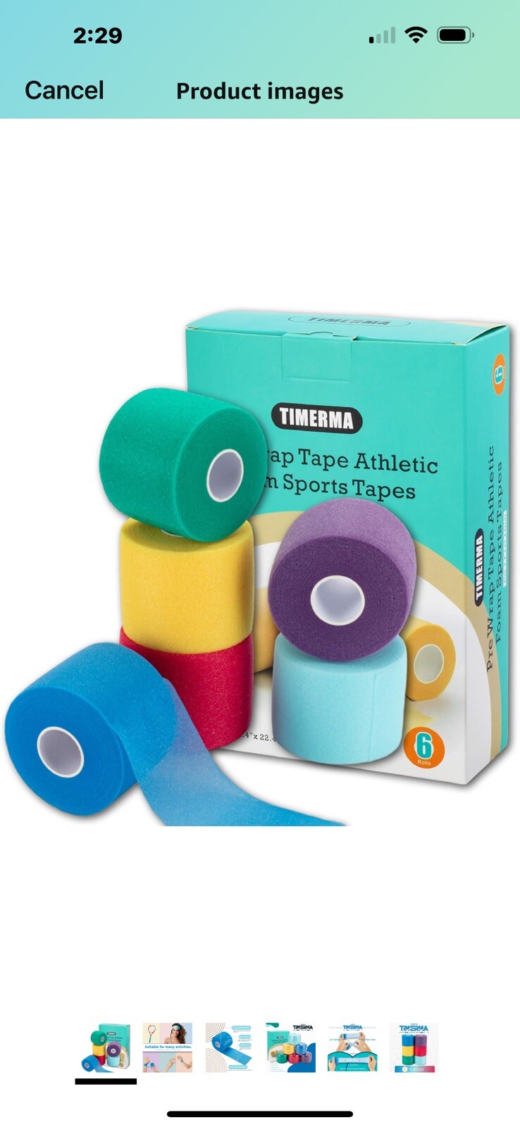 5 Pk Timerma 6 Rolls Pre Wrap Athletic, Foam sports Tape: Hair-Ankle-Wrist Black