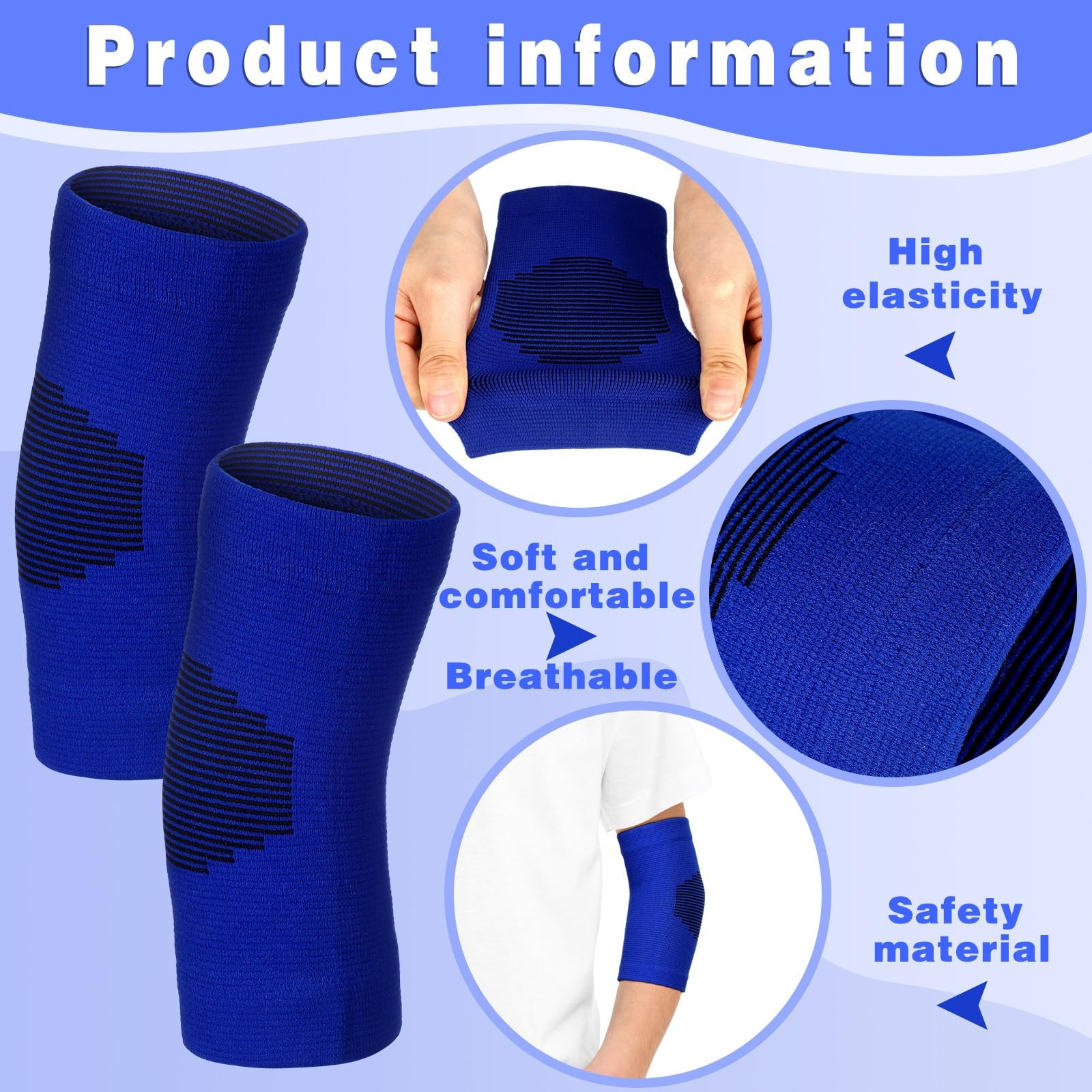 4 Pairs Kids Elbow Brace Compression Sleeve Knit Guard 812 Years Black