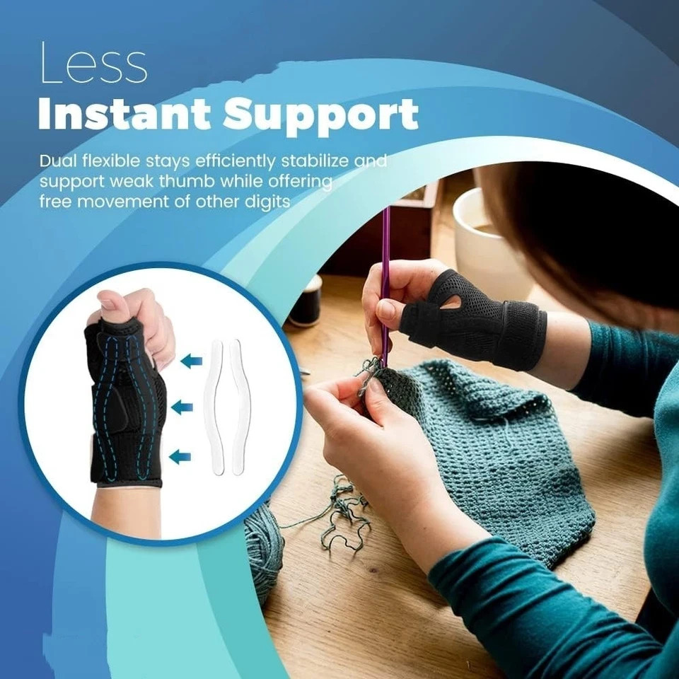 Thumb Wrist Support Brace Carpal Tunnel Sprain Splint Arthritis Left Right Black