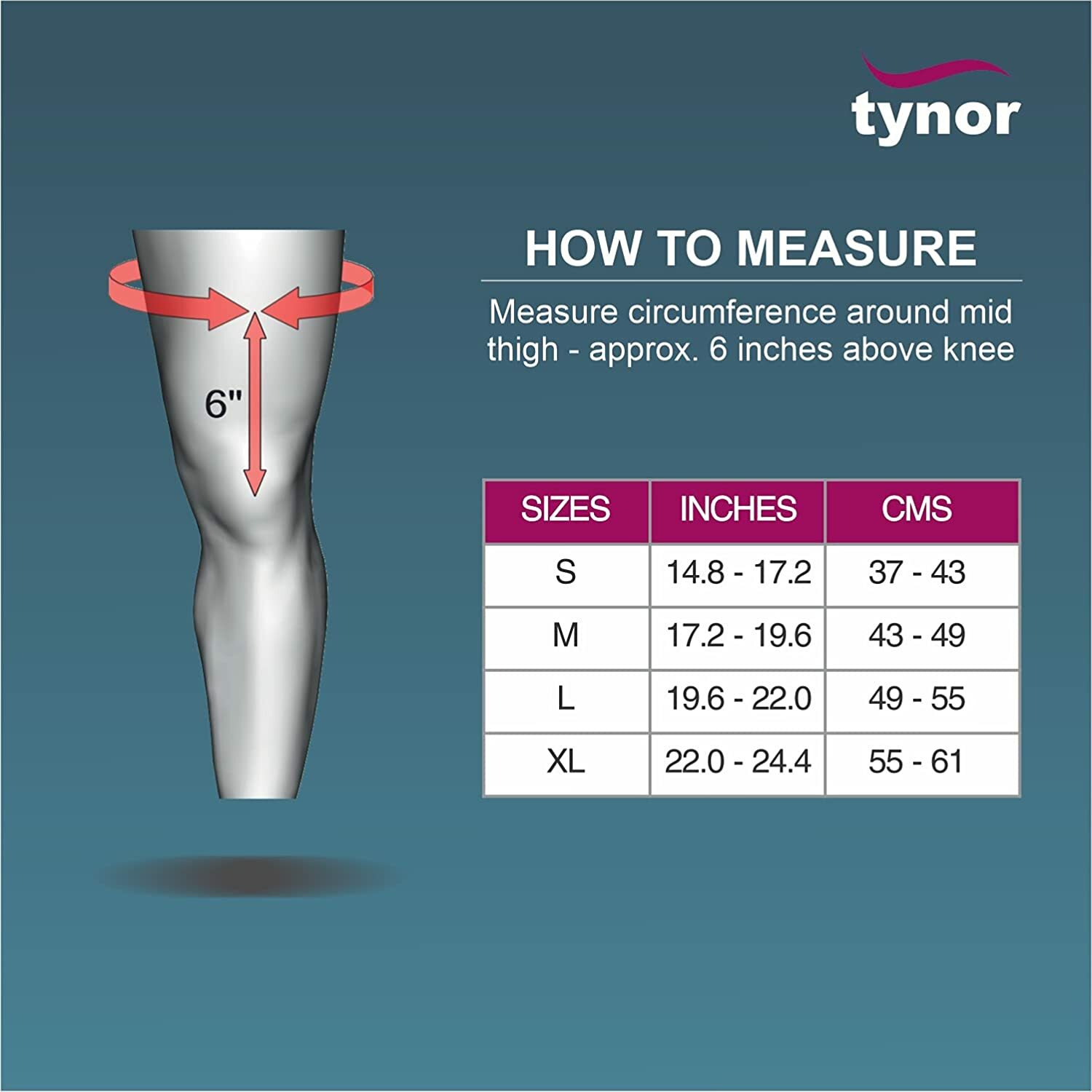 Tynor Knee Support Urbane, Grey, Medium, 1 Unit