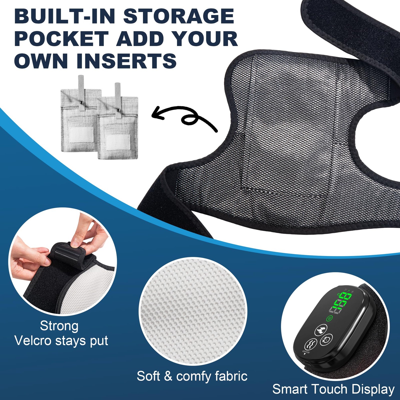 Electric Heated Knee Massager, 3-in-1 Cordless Knee Brace with Heat and Massage